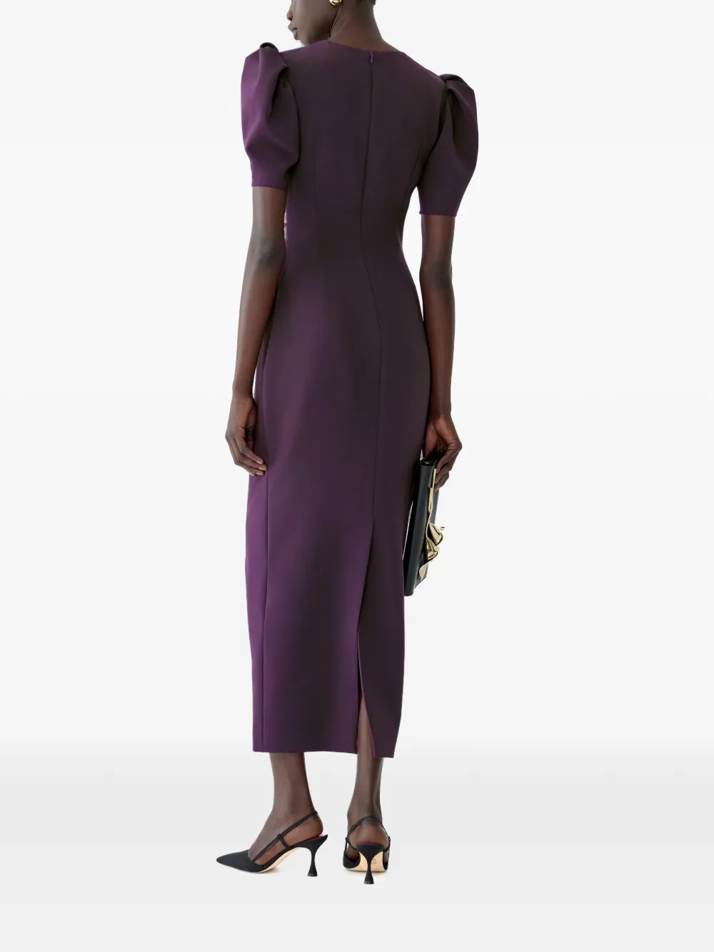 Carolina Herrera Jurk met pofmouwen Paars
