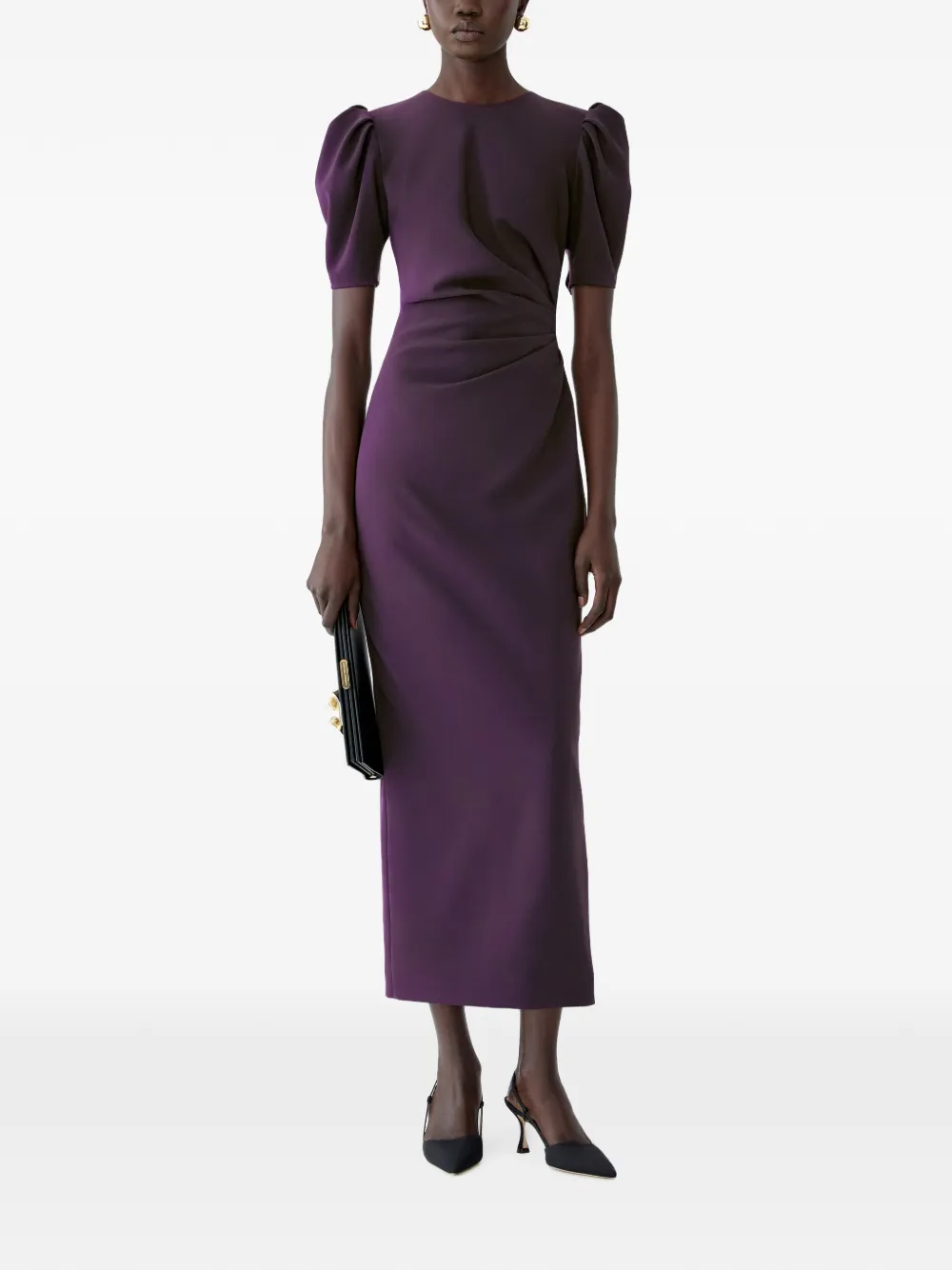 Carolina Herrera Jurk met pofmouwen Paars
