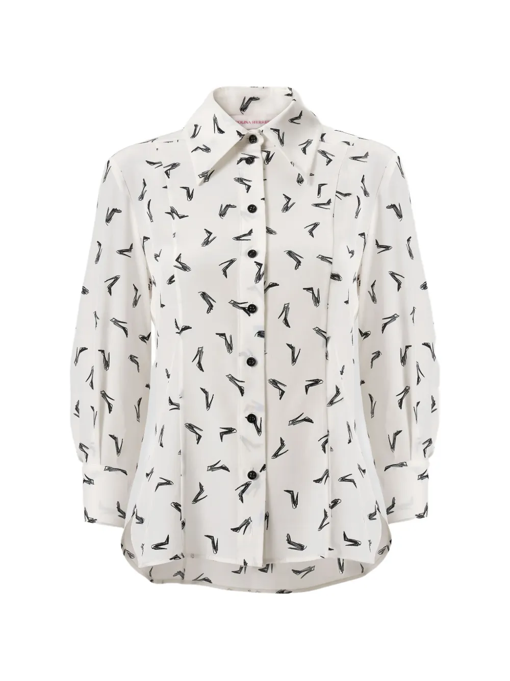 Carolina Herrera Good Girl Shoe-print Silk Shirt In White