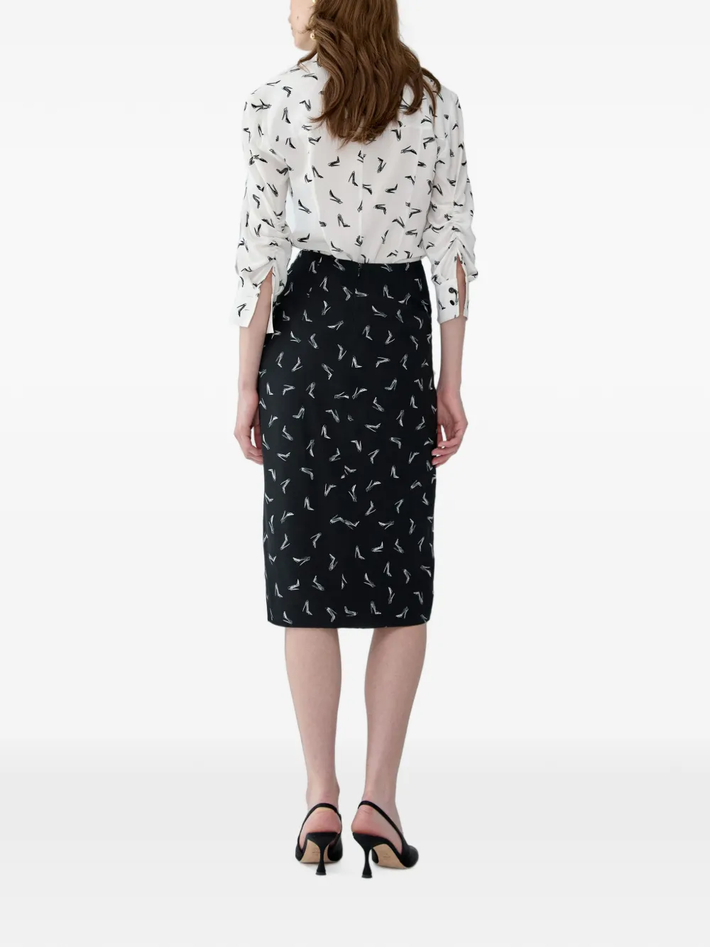 Carolina Herrera Good Girl Shoe-print Silk Shirt in White, view 4