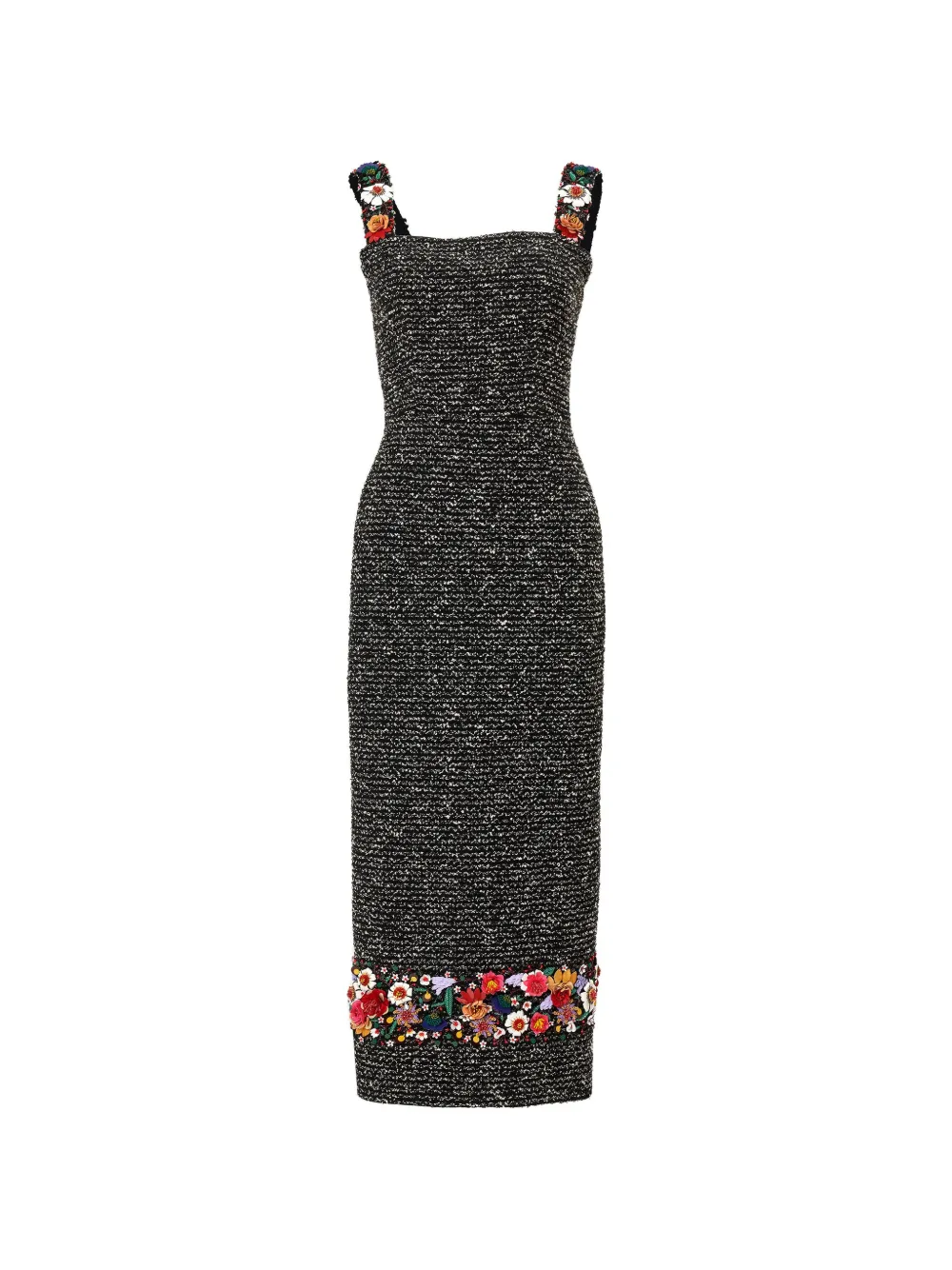 Carolina Herrera Midi-jurk met geborduurde bloemen Zwart
