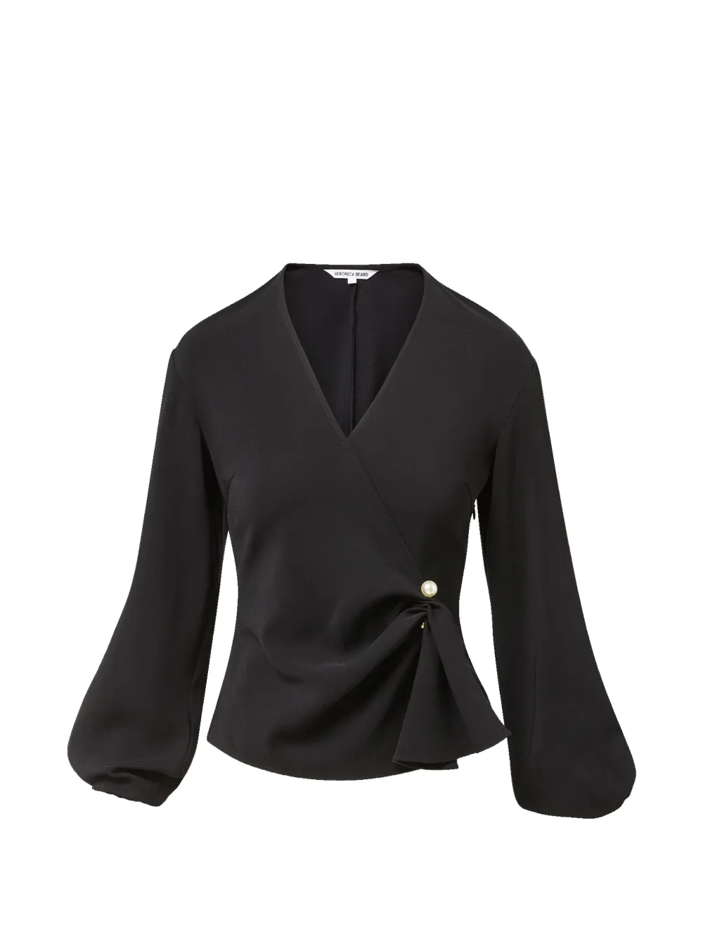 Veronica Beard Drew wikkelblouse met imitatieparel Zwart