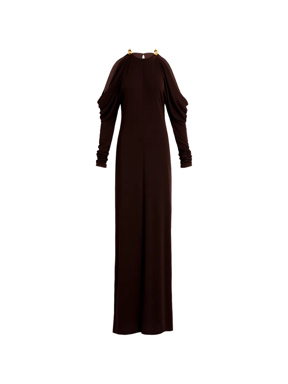 Silvia Tcherassi Kilian Cold-shoulder Maxi Dress In Brown