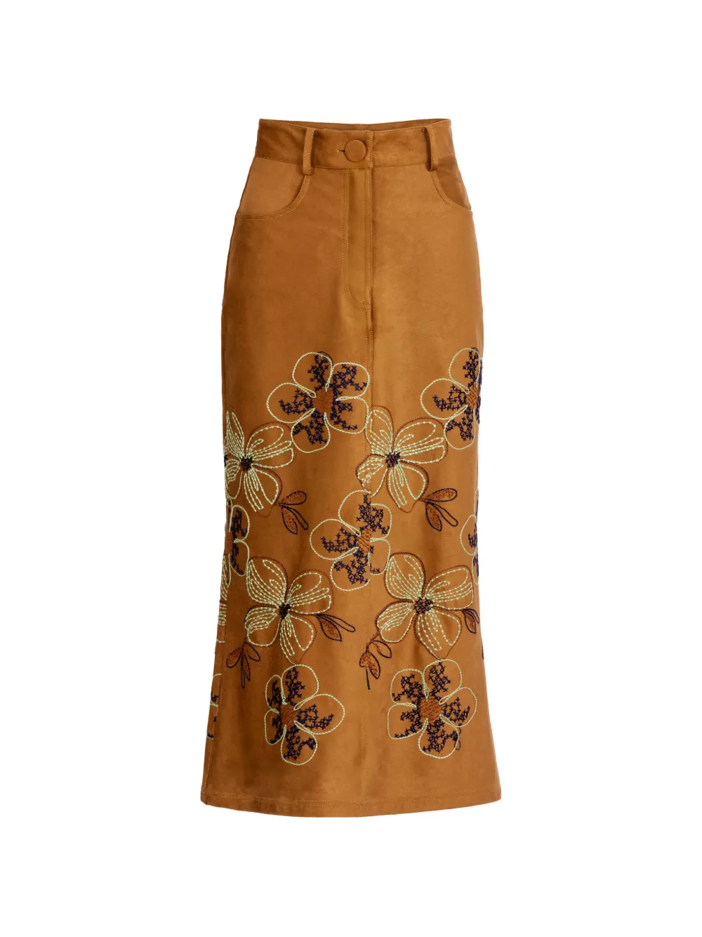Silvia Tcherassi Layan floral-embroidered midi skirt
