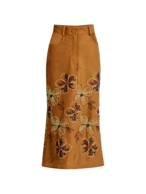 Silvia Tcherassi Layan floral-embroidered midi skirt