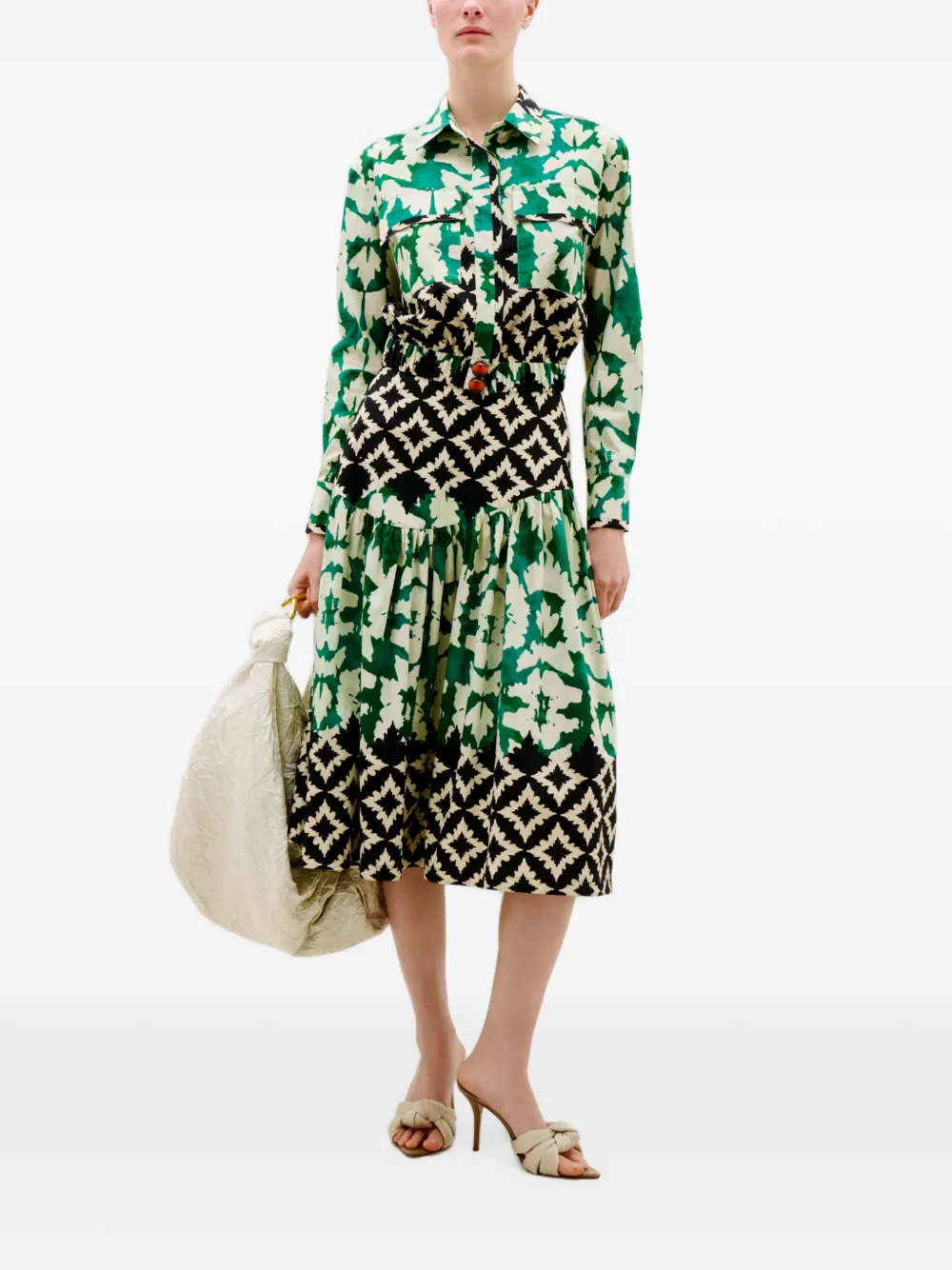 Silvia Tcherassi Libby midi-rok met asymmetrische naad Groen