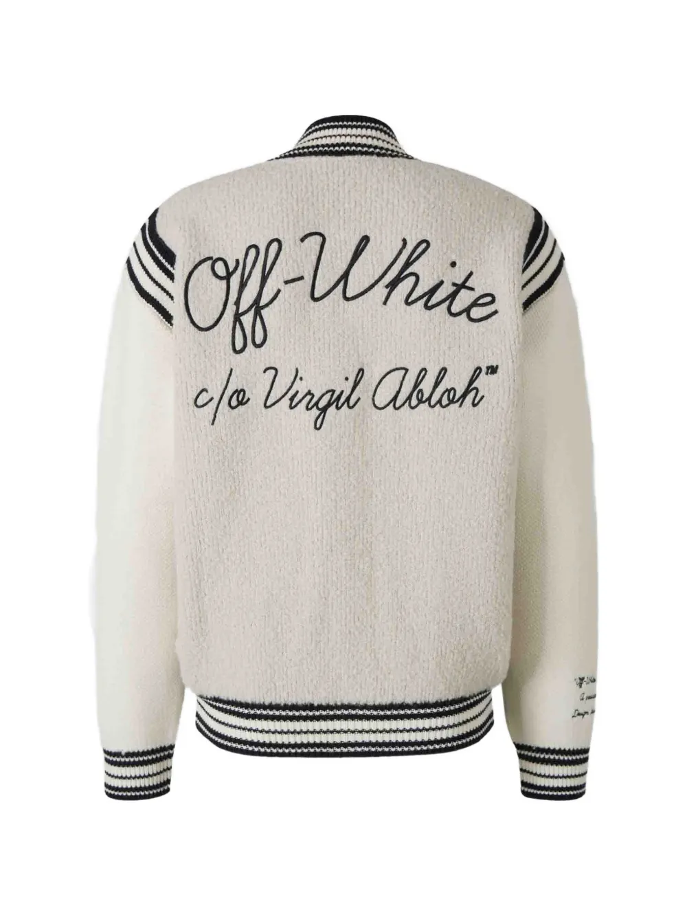 Off-White logo-embroidered striped-trim jacket Beige