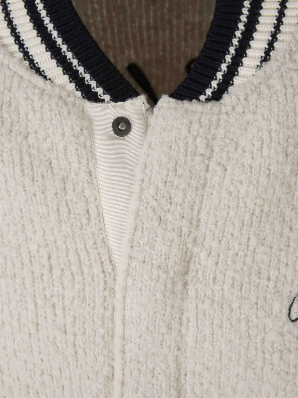 Off-White logo-embroidered striped-trim jacket Beige