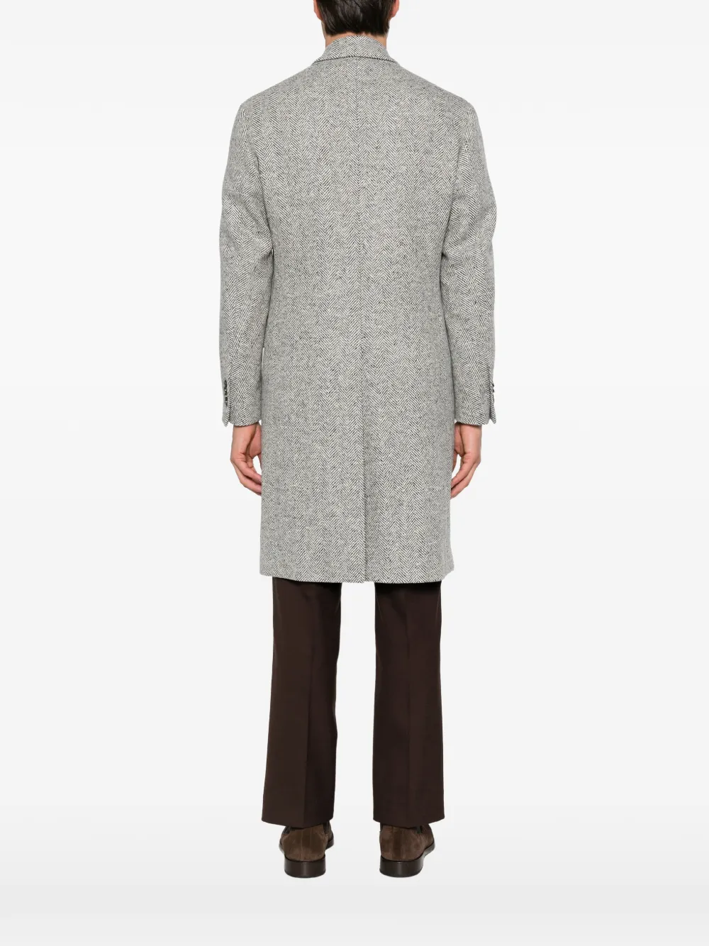 Lardini double-breasted herringbone-tweed coat Grijs