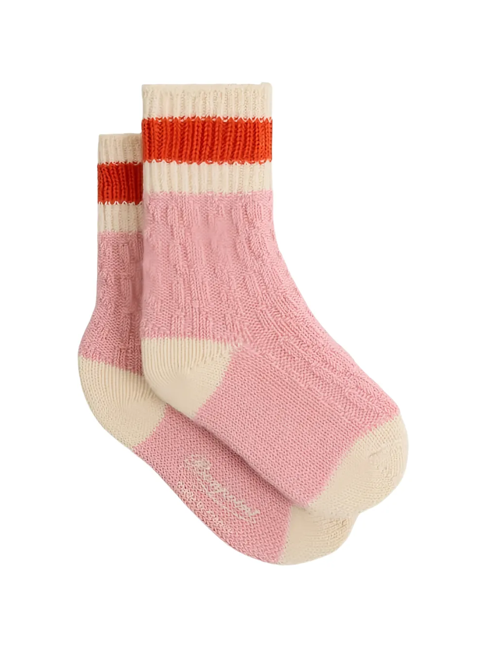 Bonpoint Babies' Cable-knit Striped Socks In Pink