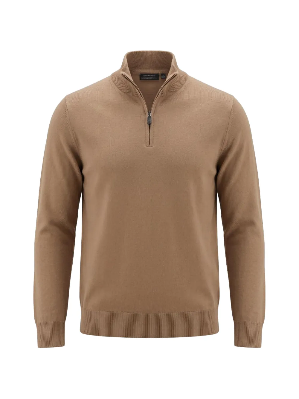 Hugo Boss H-ebenji Zip-neck Sweater In Brown