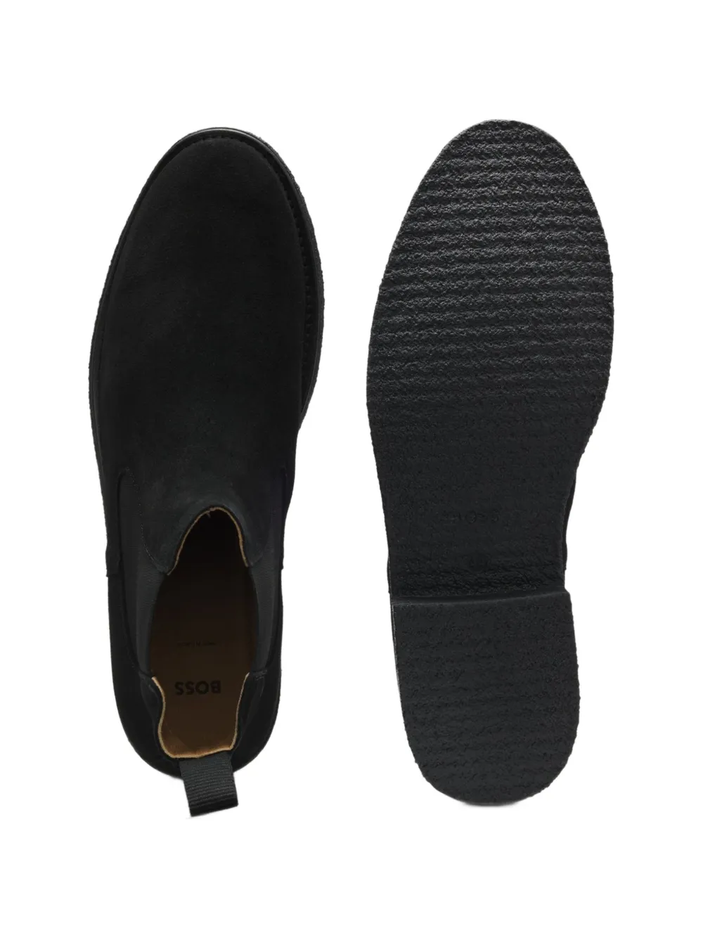 BOSS suede chelsea boots with signature stripe stitching Zwart