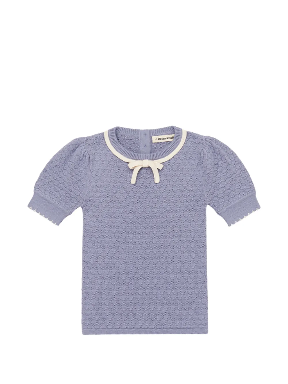 Misha & Puff bow-detail open-knit T-shirt - Viola