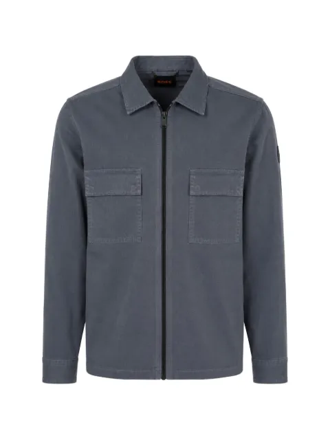 BOSS zip-up chest-pocket shirt