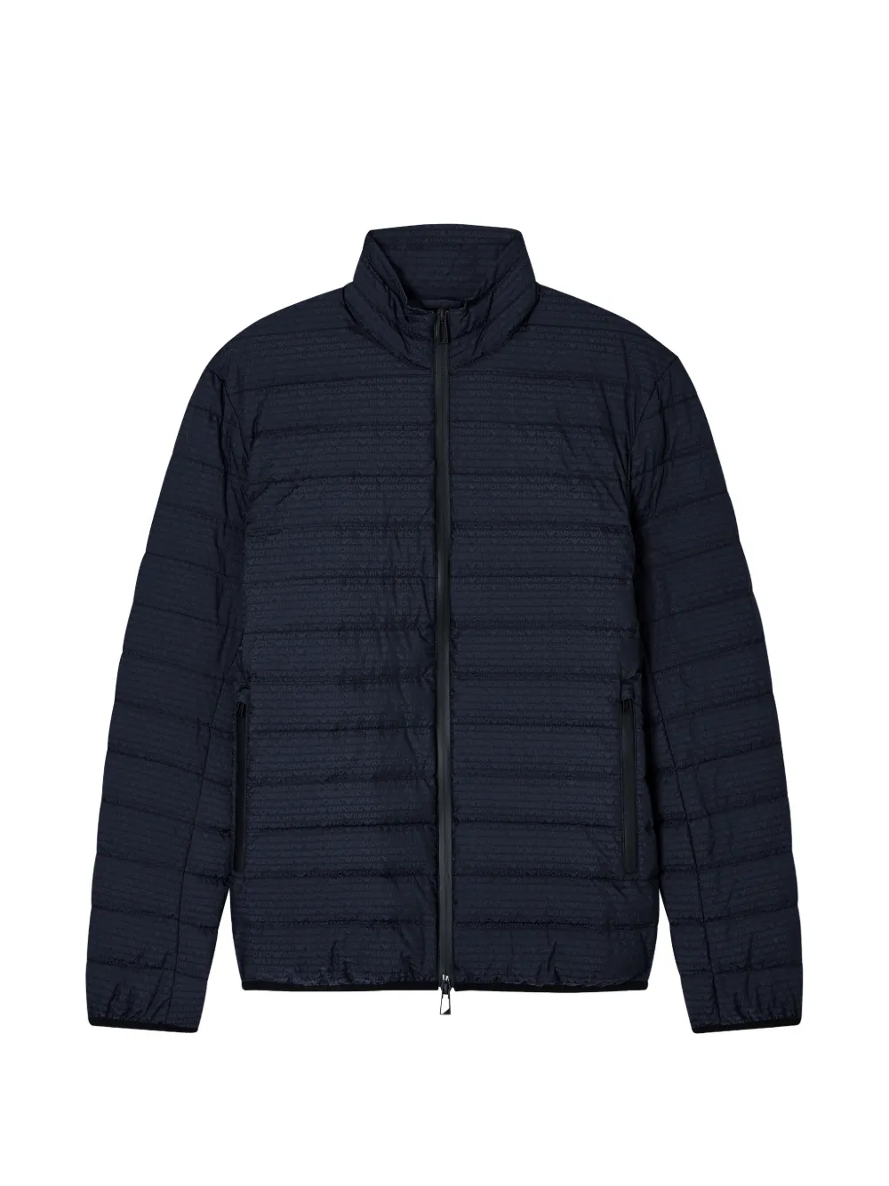 Emporio Armani logo-print zip-up down jacket - Blu