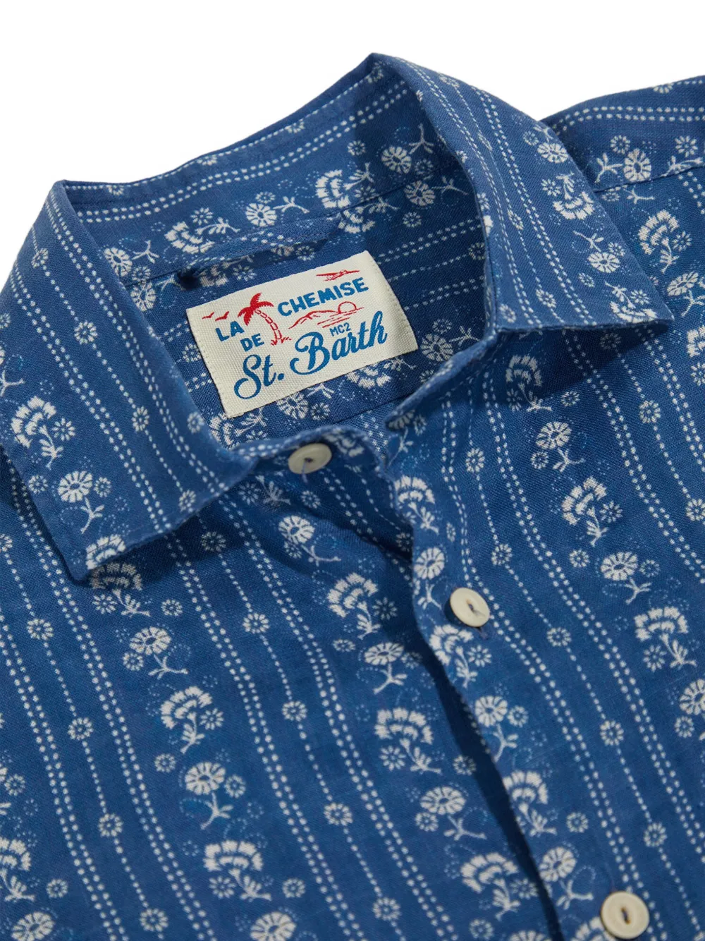 MC2 Saint Barth floral-print linen shirt Blauw