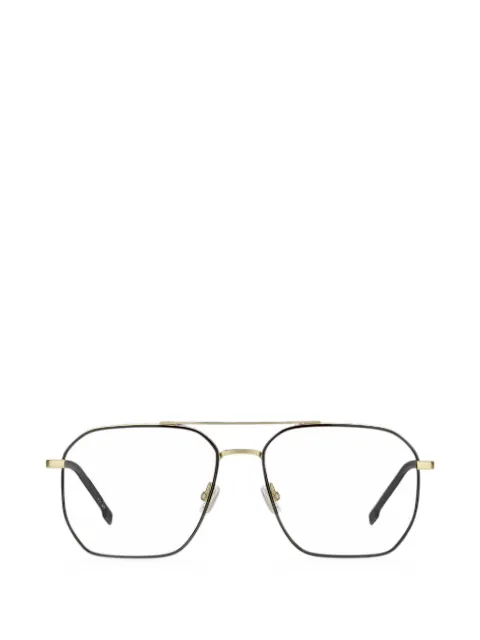 BOSS double-bridge geometric-frame glasses