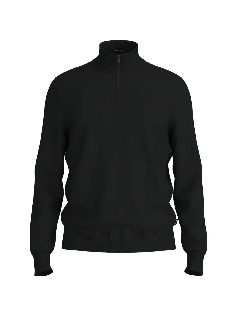 Hugo Boss Zip-neck Virgin Wool Sweater In Black