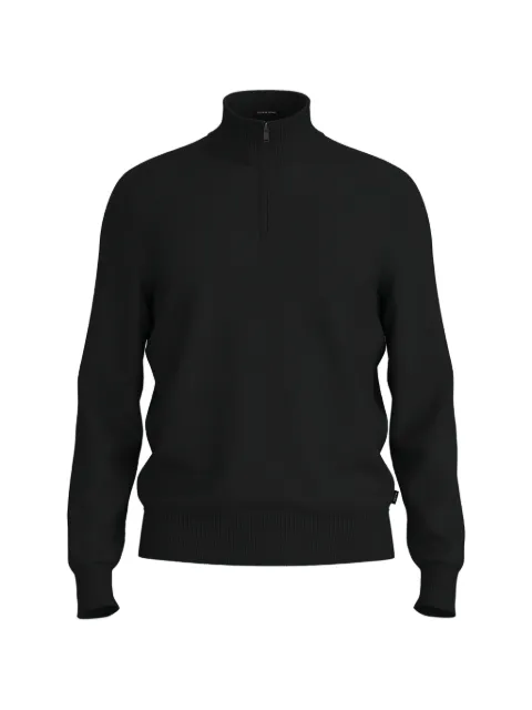 BOSS zip-neck virgin wool sweater