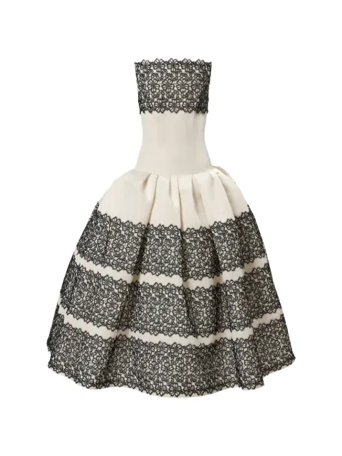 Carolina Herrera lace-trimmed strapless gown