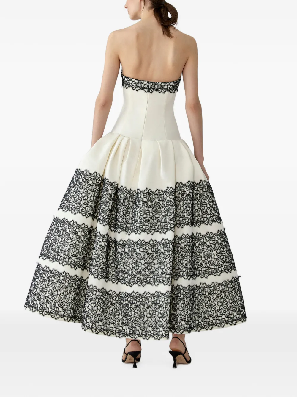 Carolina Herrera Strapless avondjurk met kanten afwerking Beige
