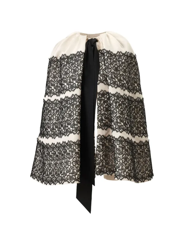 Carolina Herrera Lace-trimmed Cape in Neutrals