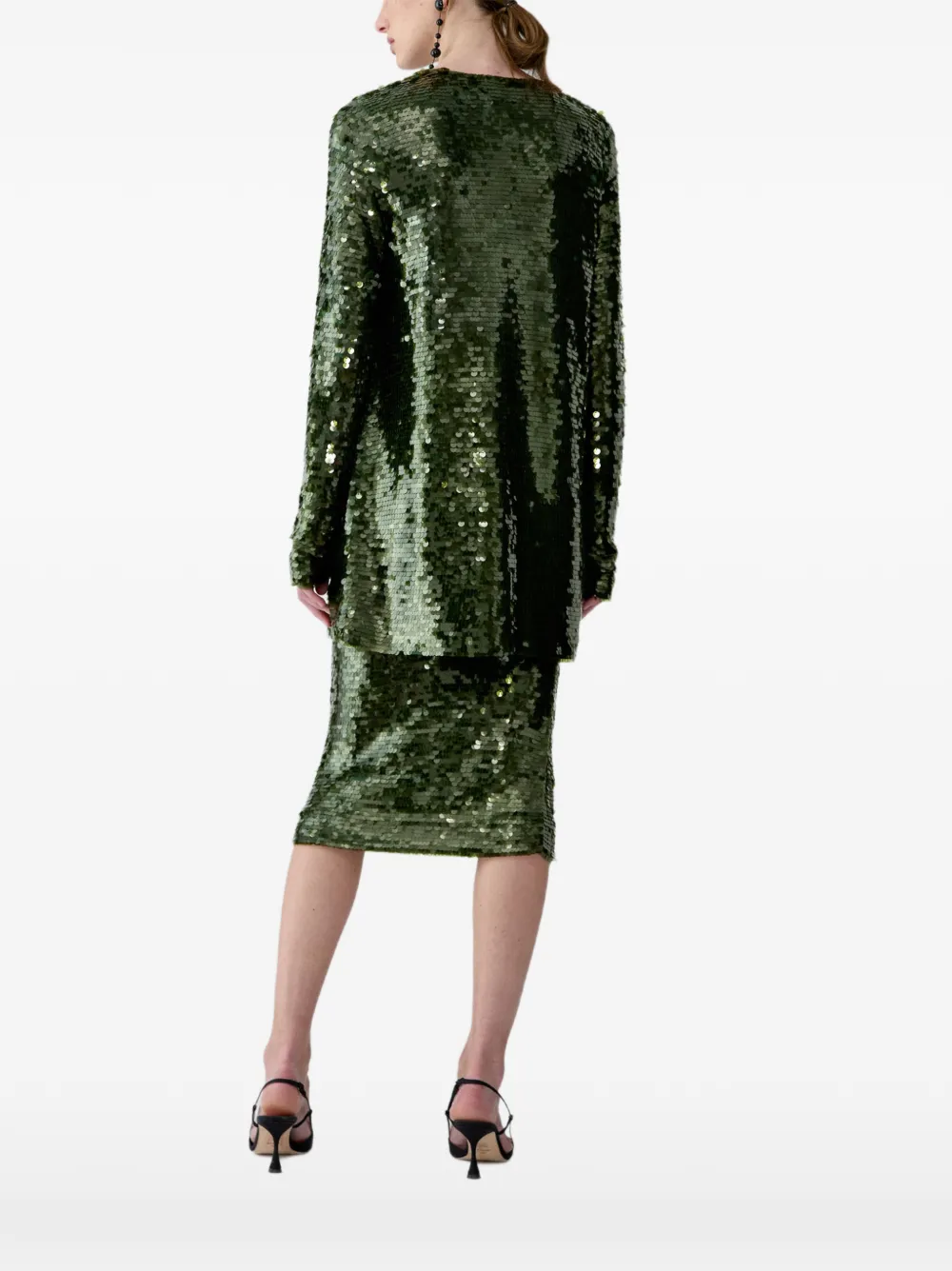 Carolina Herrera Blouse verfraaid met pailletten en striksluiting Groen