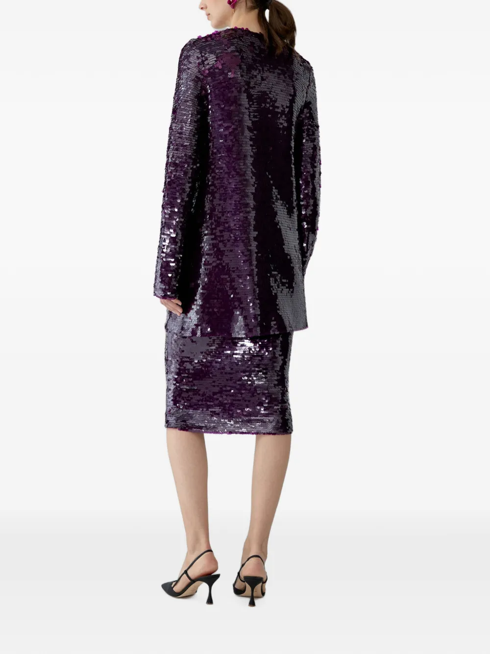 Carolina Herrera Blouse verfraaid met pailletten en strik Paars