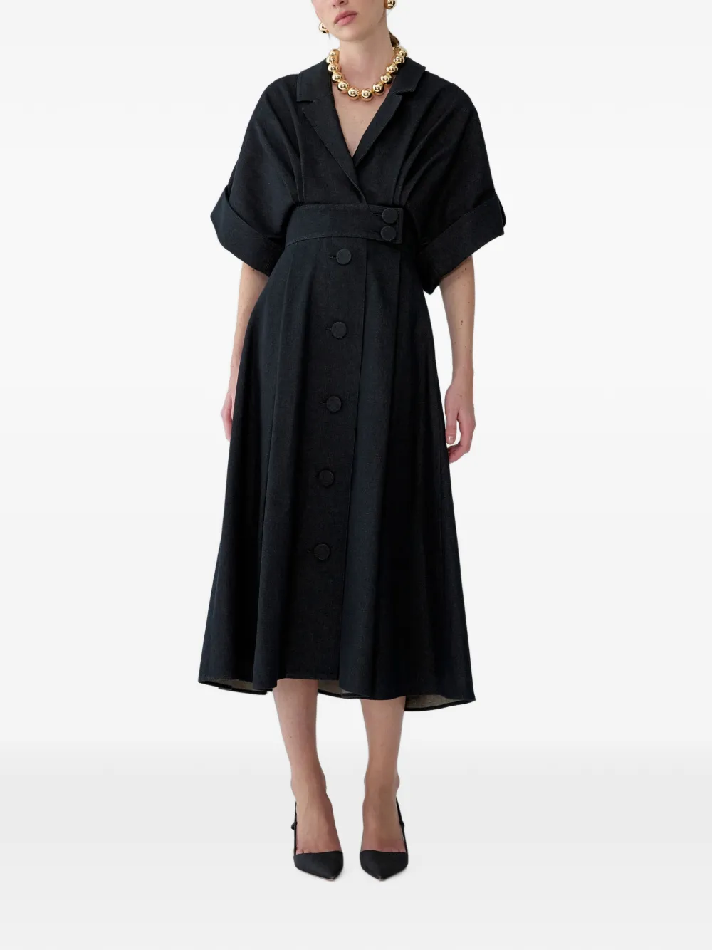 Carolina Herrera Button-up midi-jurk Zwart