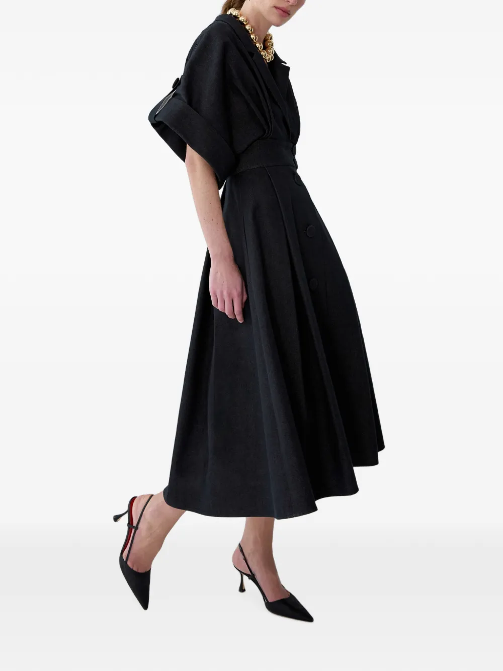 Carolina Herrera Button-up midi-jurk Zwart