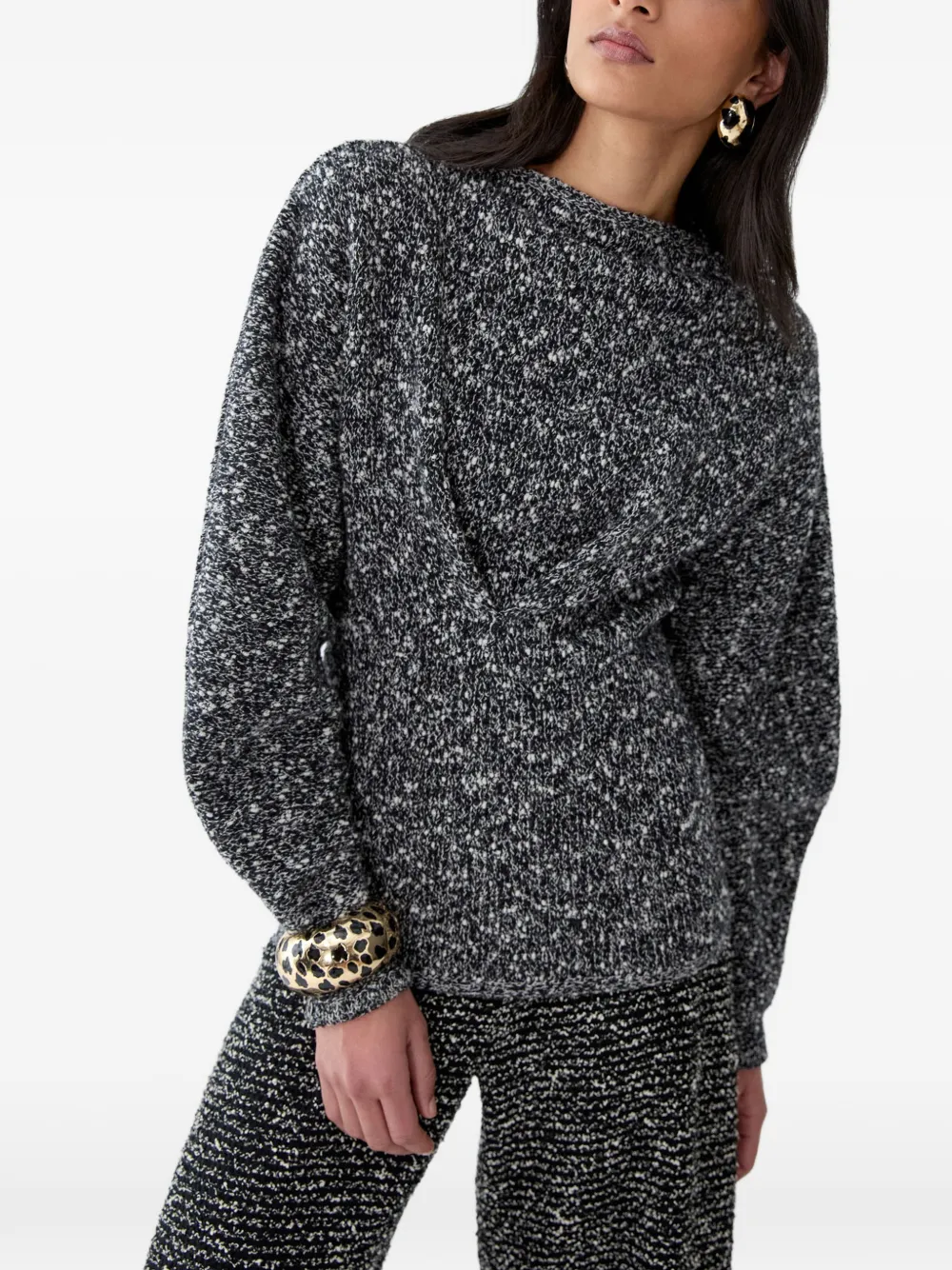 Carolina Herrera Diane tweed broek met wijde pijpen Zwart