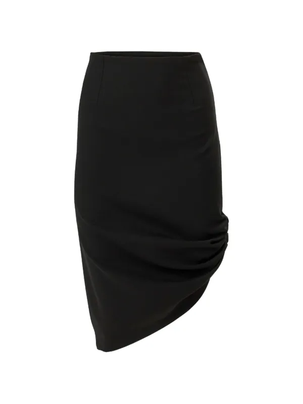 Carolina Herrera Asymmetric Gathered Short Skirt in Black