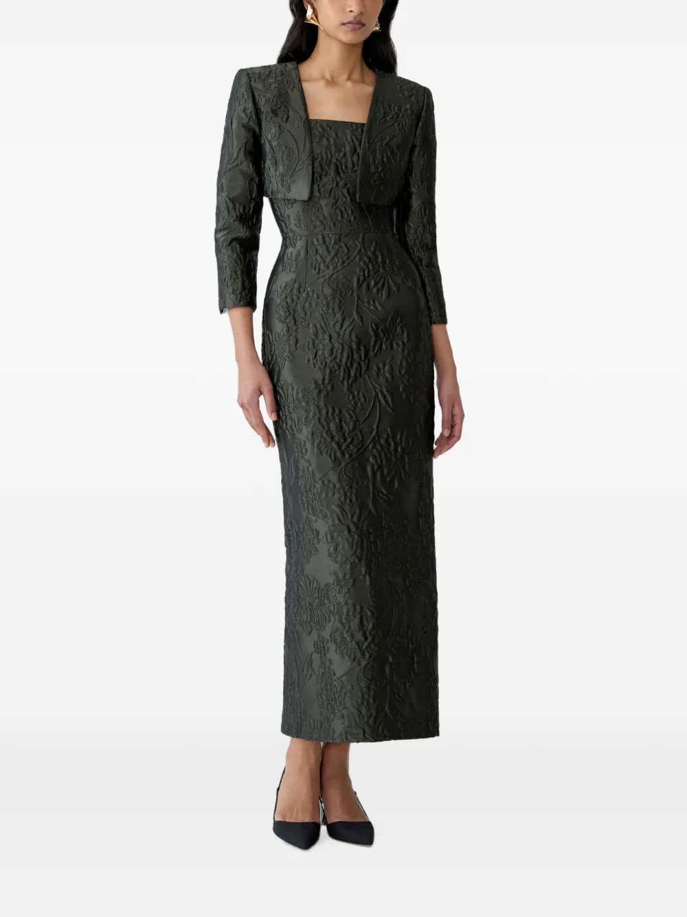 Carolina Herrera Bolero jack met bloemen-jacquard Groen