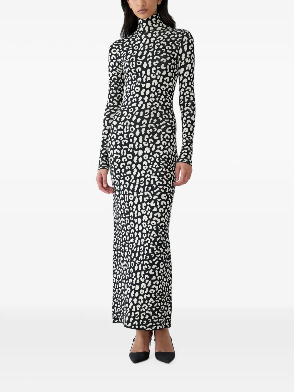 Carolina Herrera Maxi-jurk met luipaard-print en jacquard Zwart