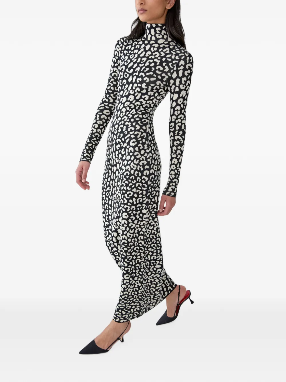 Carolina Herrera Maxi-jurk met luipaard-print en jacquard Zwart