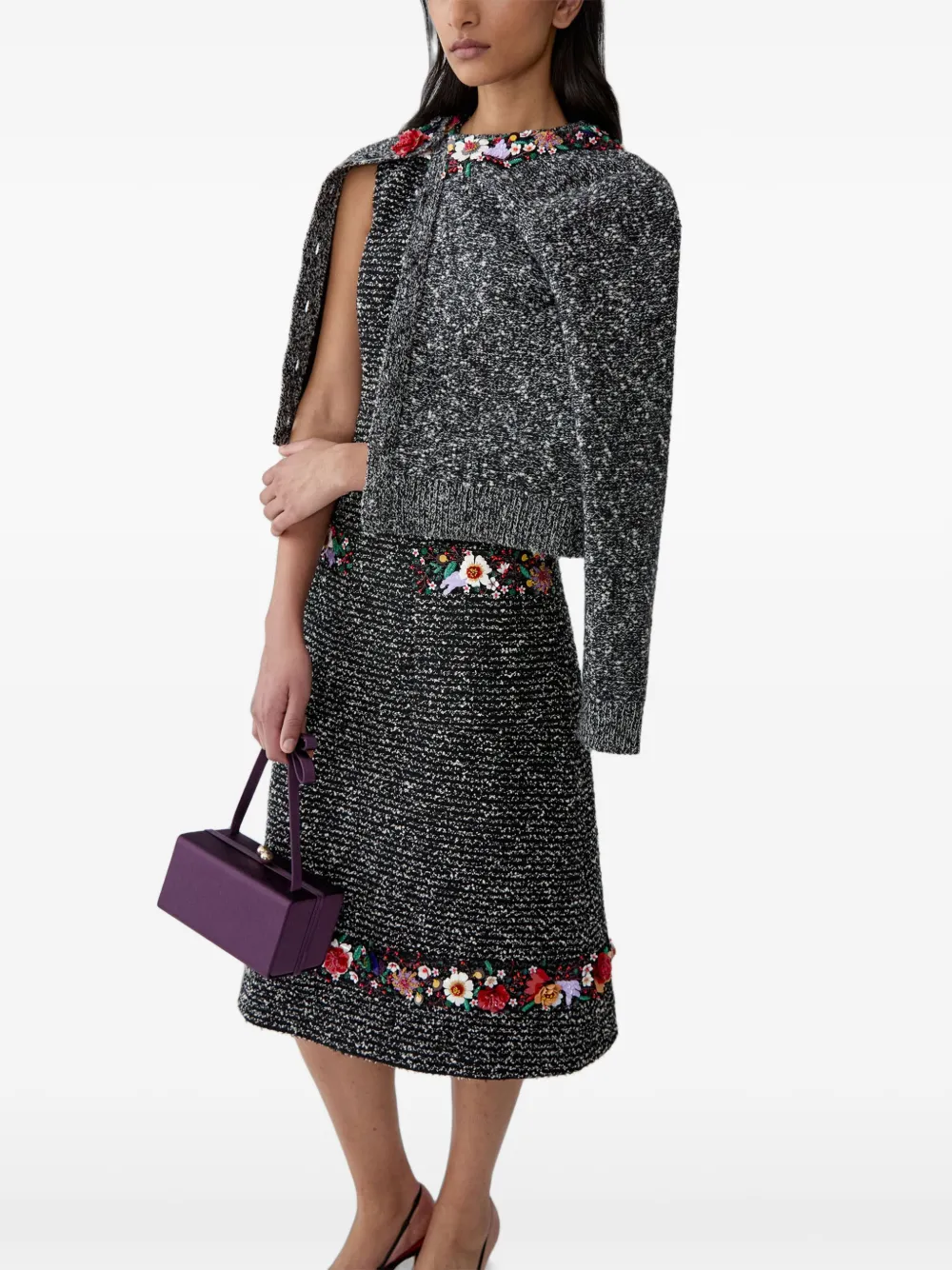 Carolina Herrera Vest met geborduurde bloemen Zwart