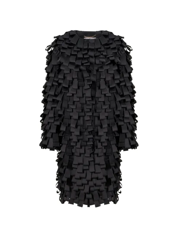 Carolina Herrera Loop-embroidered Organza Coat in Black