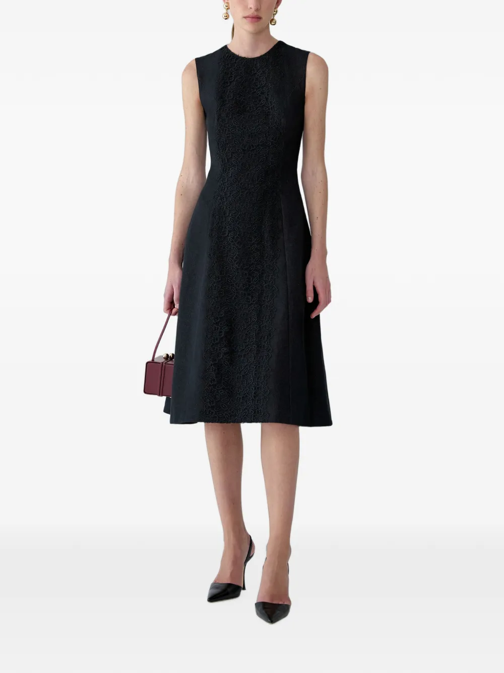 Carolina Herrera Denim jurk verfraaid met kant Zwart