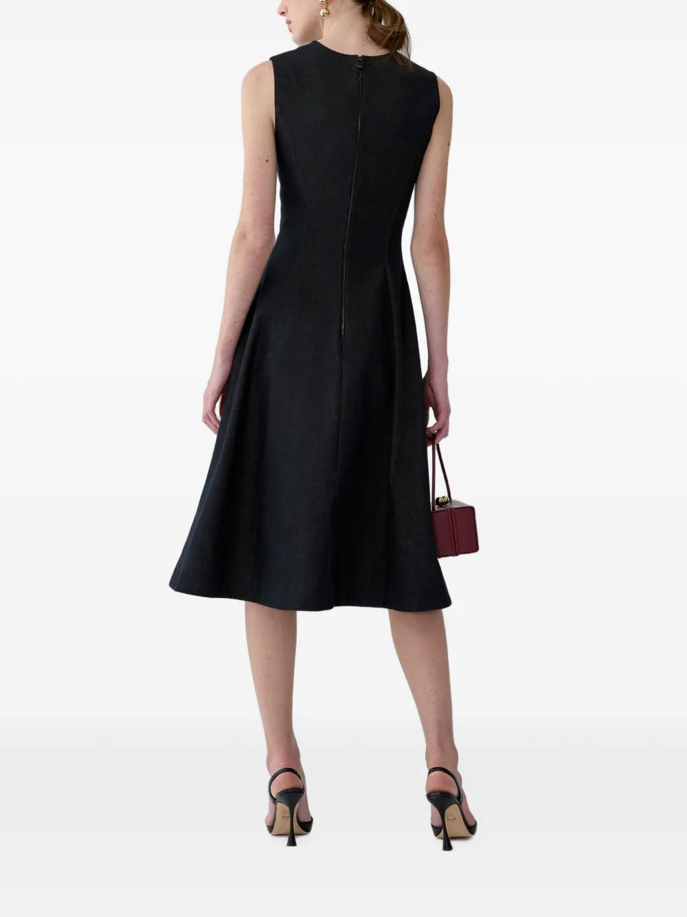 Carolina Herrera Denim jurk verfraaid met kant Zwart