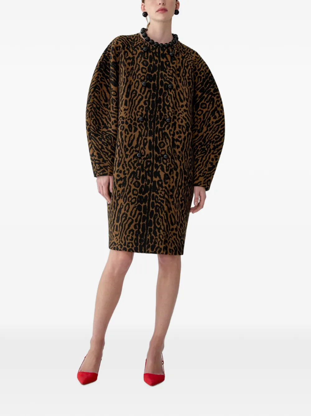 Carolina Herrera Jas met luipaardjacquard Bruin