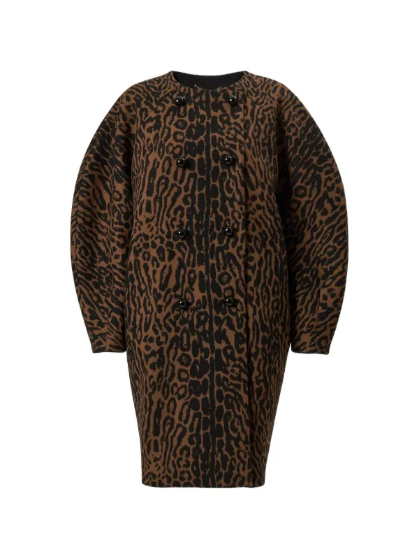 Carolina Herrera Leopard-jacquard Cocoon Coat in Brown