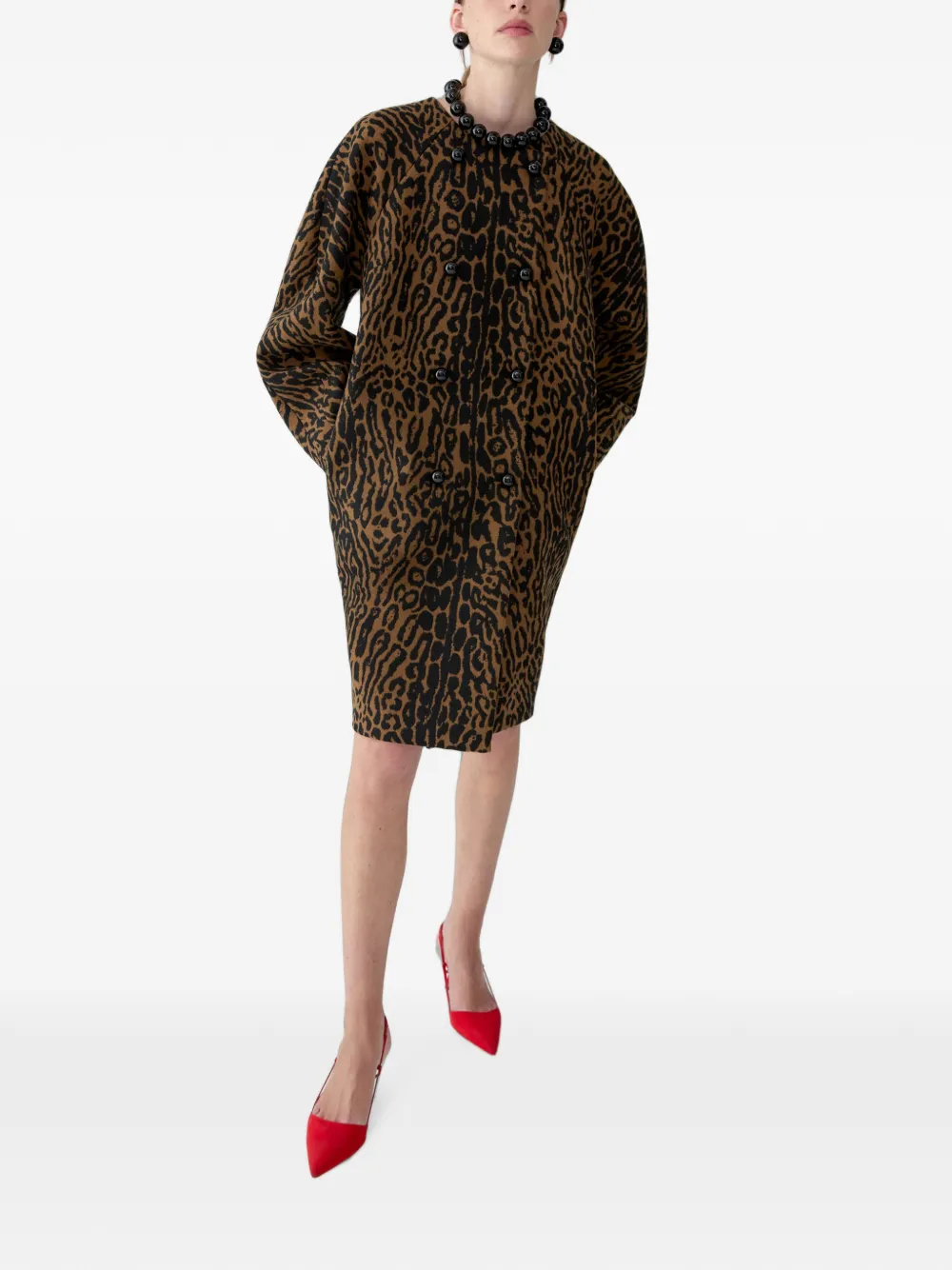Carolina Herrera Jas met luipaardjacquard Bruin