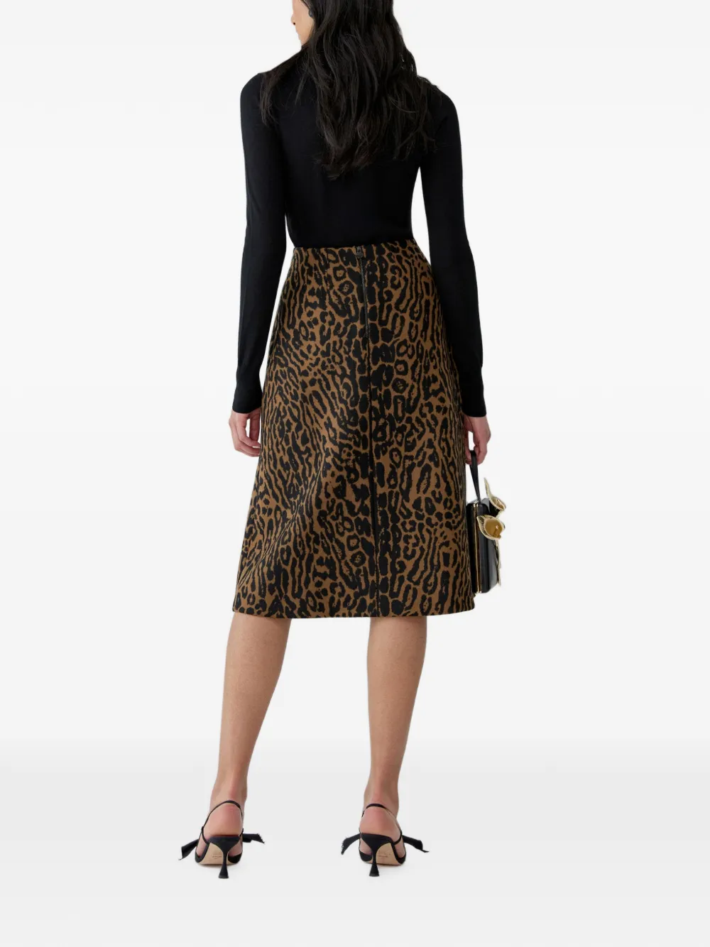 Carolina Herrera Midi-rok met A-lijn en luipaardjacquard Bruin