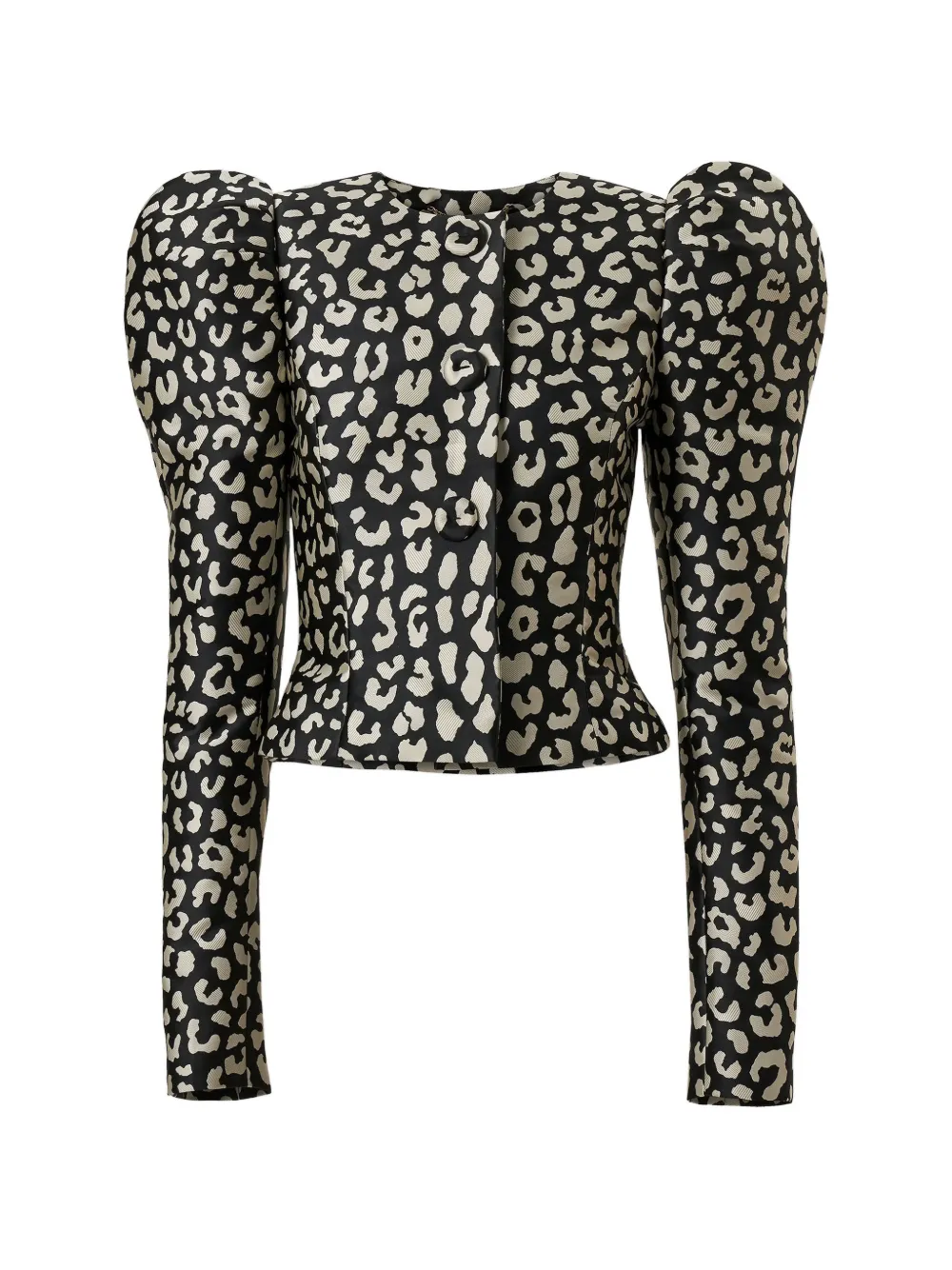 Carolina Herrera leopard-jacquard puff-sleeve jacket