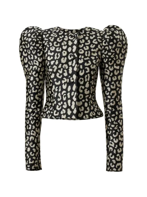 Carolina Herrera leopard-jacquard puff-sleeve jacket