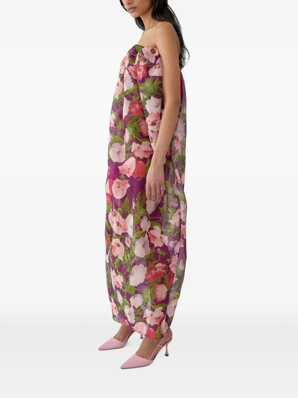Carolina Herrera Maxi-jurk met klaprozen-print Paars