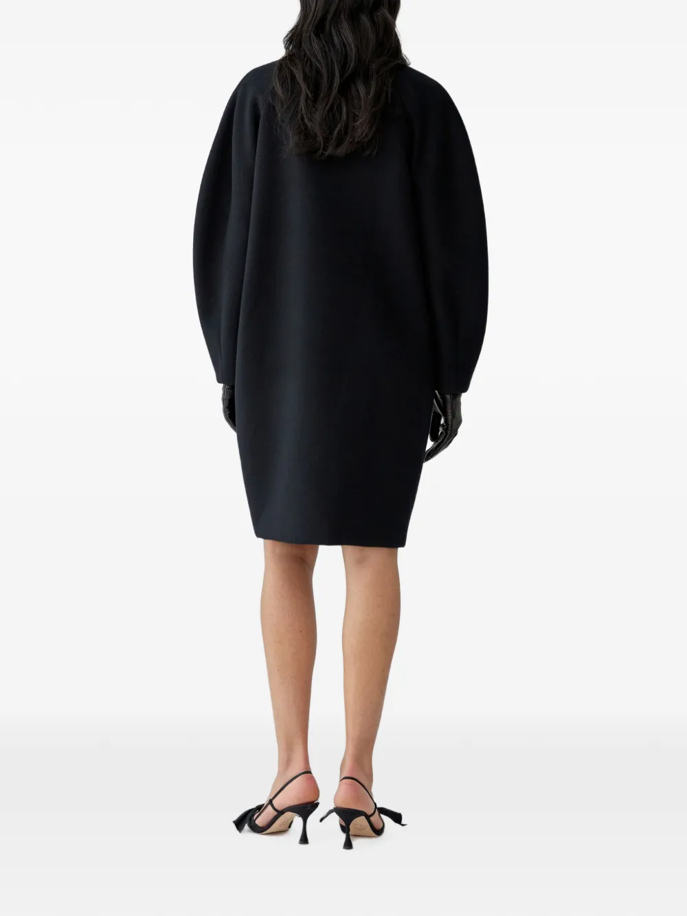 Carolina Herrera Double-breasted Cocoon Coat in Black, view 3