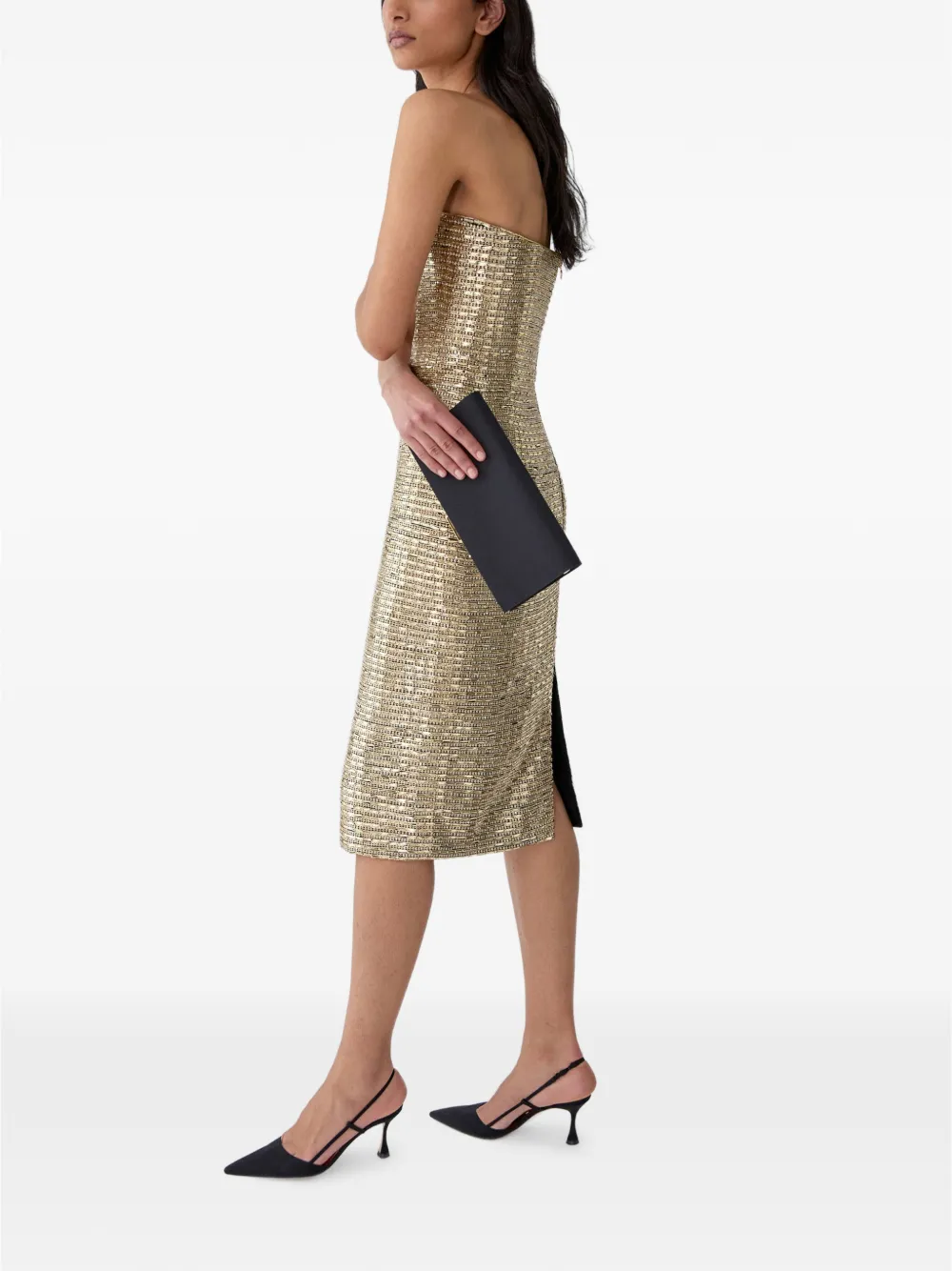 Carolina Herrera Strapless midi-jurk Goud