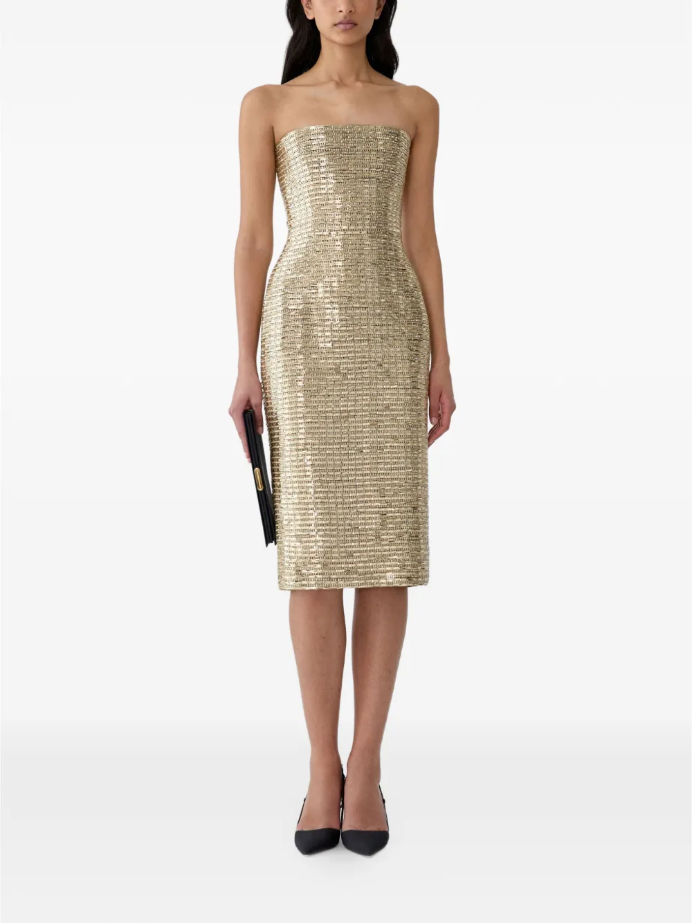 Carolina Herrera Strapless midi-jurk Goud