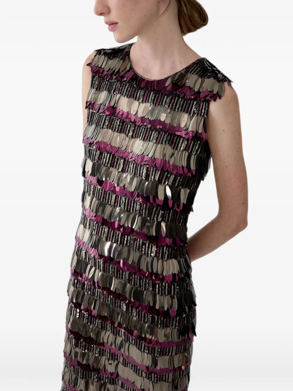 Carolina Herrera Mouwloze maxi-jurk met paillettne Zwart